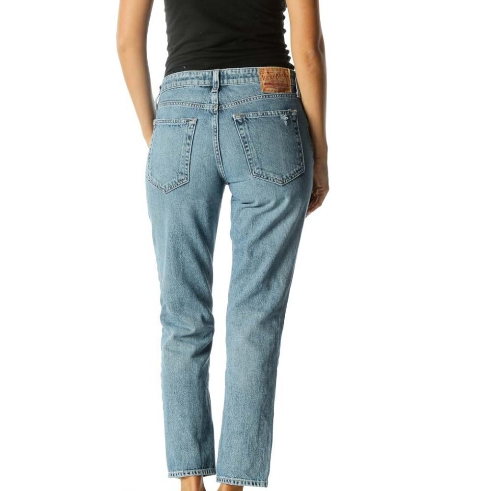 Lucky Brand Blue Light Wash Distressed Skinny Denim Jeans - Picture 2 of 3
